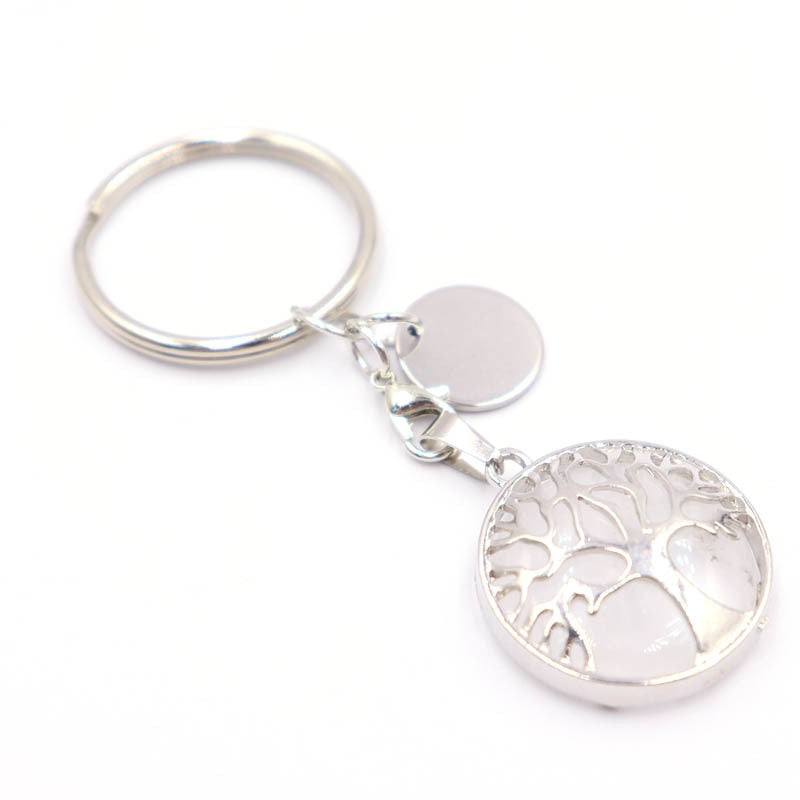 Life Tree Alloy Key Chain For Teachers' Day Featuring Turquoise Inlay