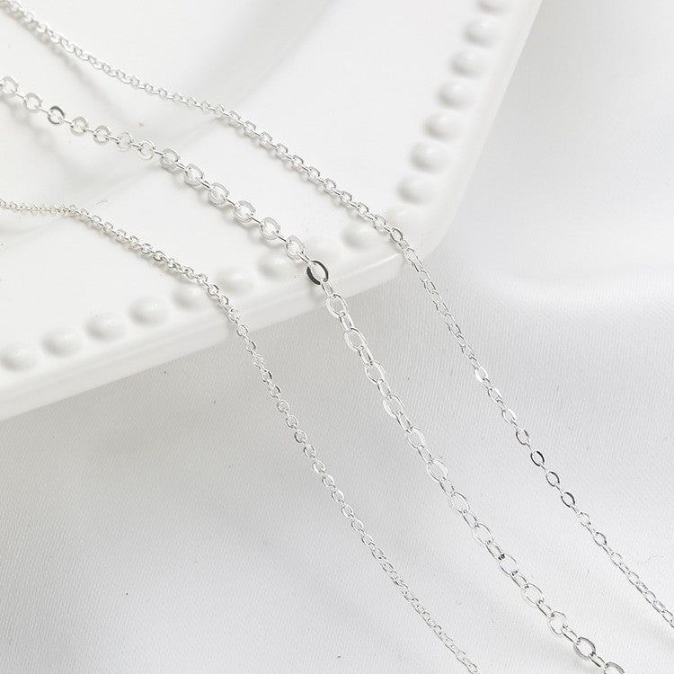 Handmade DIY S925 Electroplated Silver O-Link Necklace Bracelet Extension Chain Loose Chain Jewelry Accessories Pure Silver Color