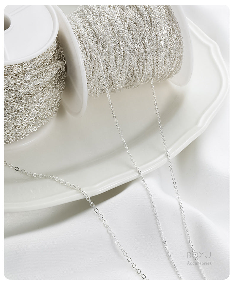 Handmade DIY S925 Electroplated Silver O-Link Necklace Bracelet Extension Chain Loose Chain Jewelry Accessories Pure Silver Color