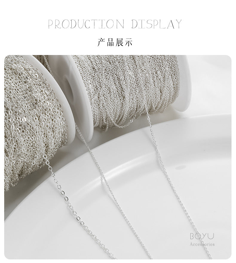 Handmade DIY S925 Electroplated Silver O-Link Necklace Bracelet Extension Chain Loose Chain Jewelry Accessories Pure Silver Color