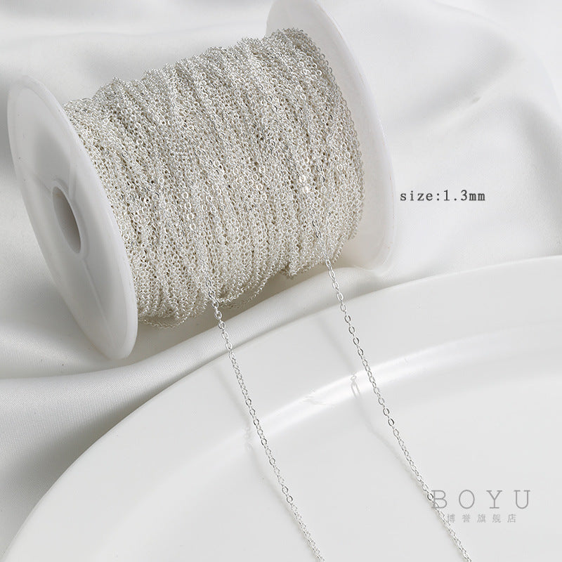 Handmade DIY S925 Electroplated Silver O-Link Necklace Bracelet Extension Chain Loose Chain Jewelry Accessories Pure Silver Color