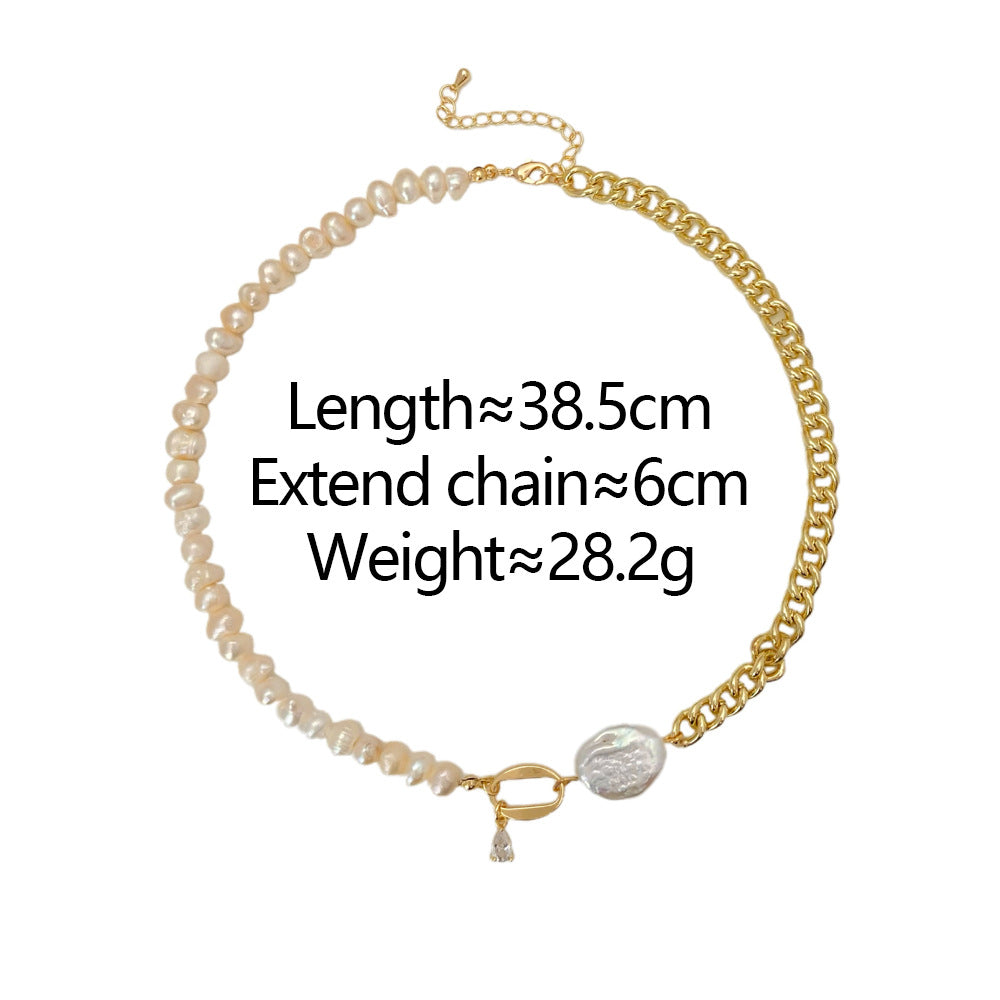 Handmade Natural Freshwater Pearl Pendant Necklace Gold Plated Copper Chain Elegant French Style Baroque Pearl Jewelry For Women