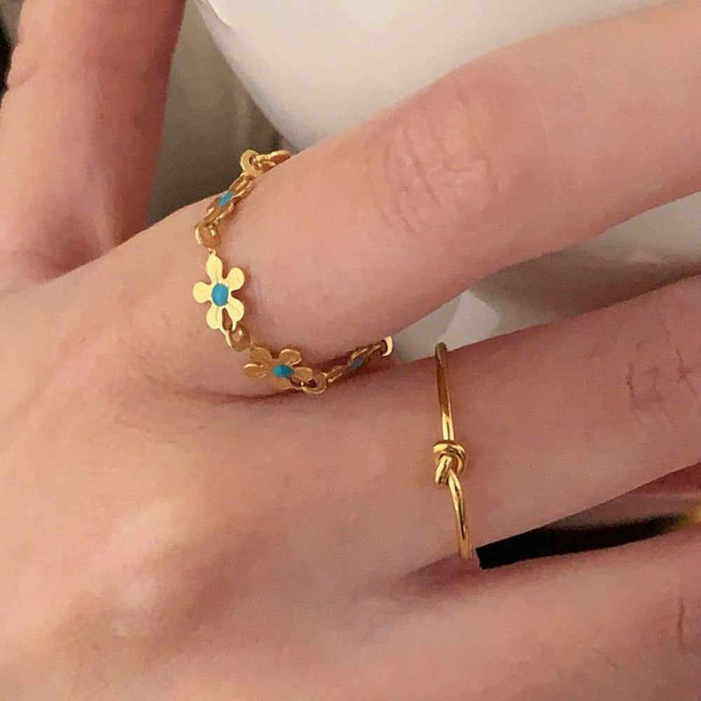 Elegant Floral Ring For Women Fashionable Personality Light Luxury Daily Versatile Design Sensation Premium Copper Jewelry