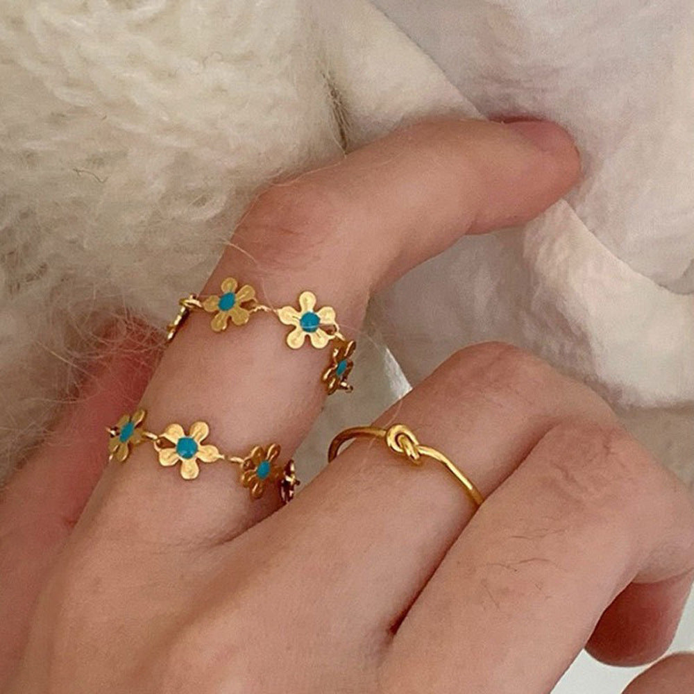 Elegant Floral Ring For Women Fashionable Personality Light Luxury Daily Versatile Design Sensation Premium Copper Jewelry