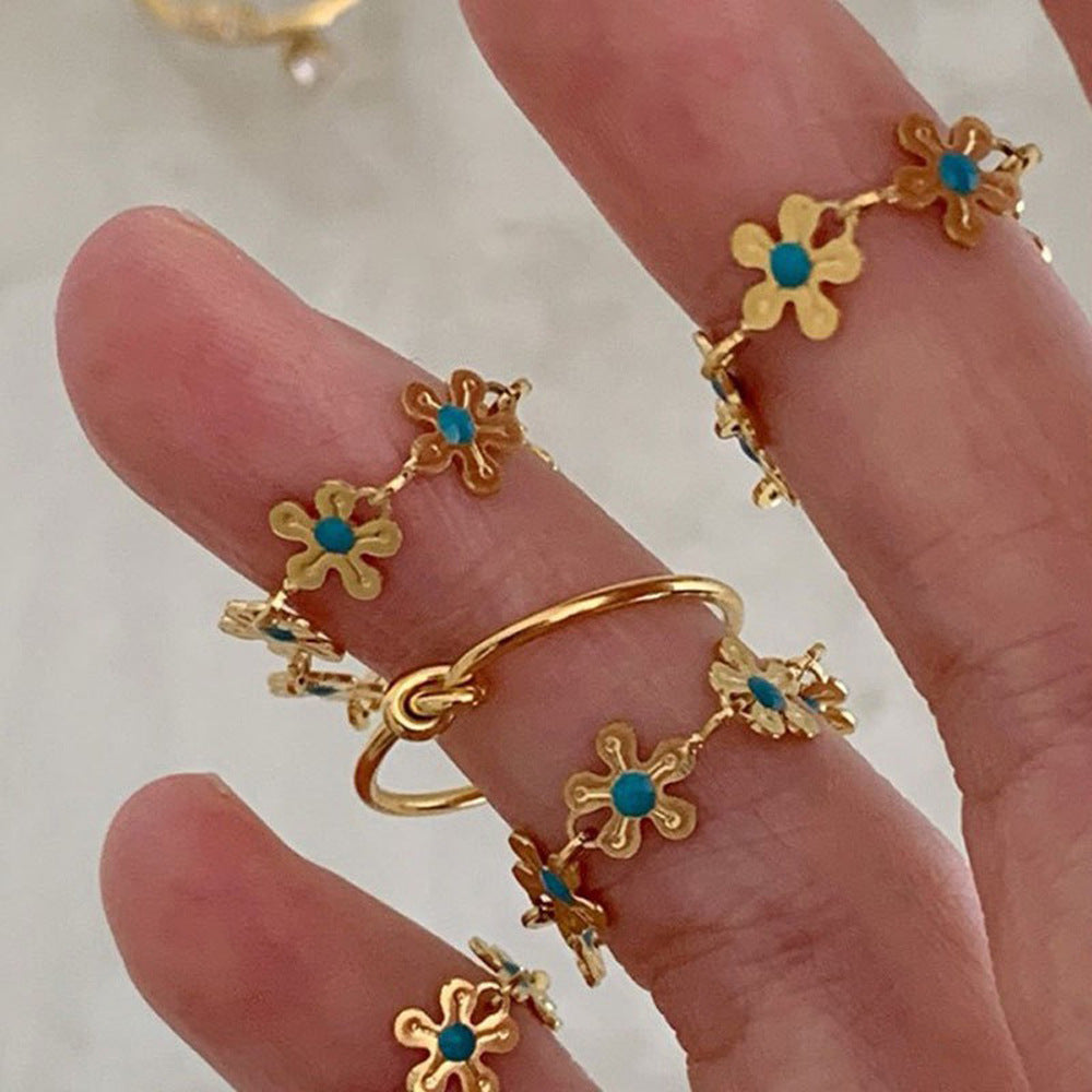 Elegant Floral Ring For Women Fashionable Personality Light Luxury Daily Versatile Design Sensation Premium Copper Jewelry
