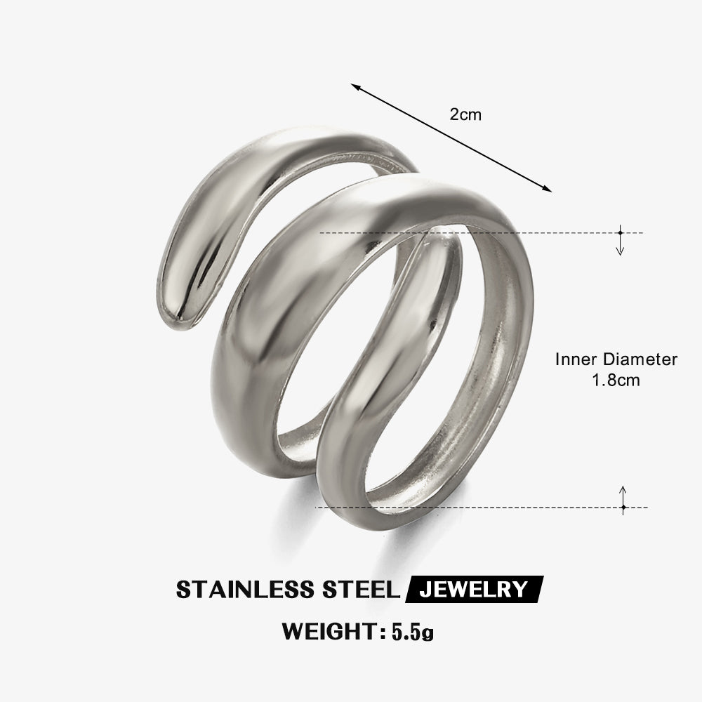 Cutting Lines Rings For Women In 304 Stainless Steel With 18K Real Gold PVD Coated Plating Thickness 0.01µm