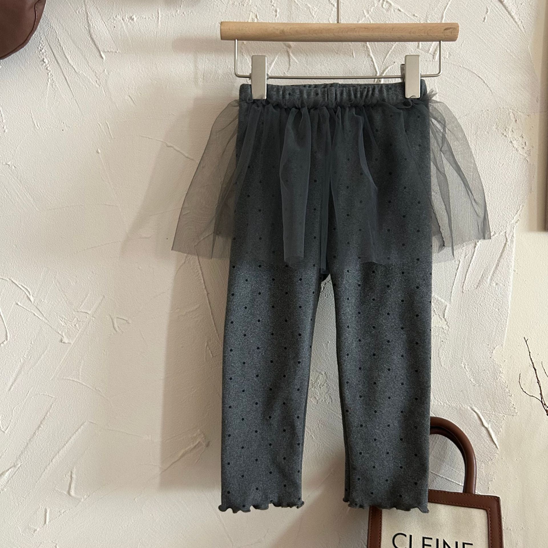 Girls Polka Dot Ballet Style Tight Pants Under Skirt Baby False Two-Piece High Waist Long Pants Autumn Season Sweet Style
