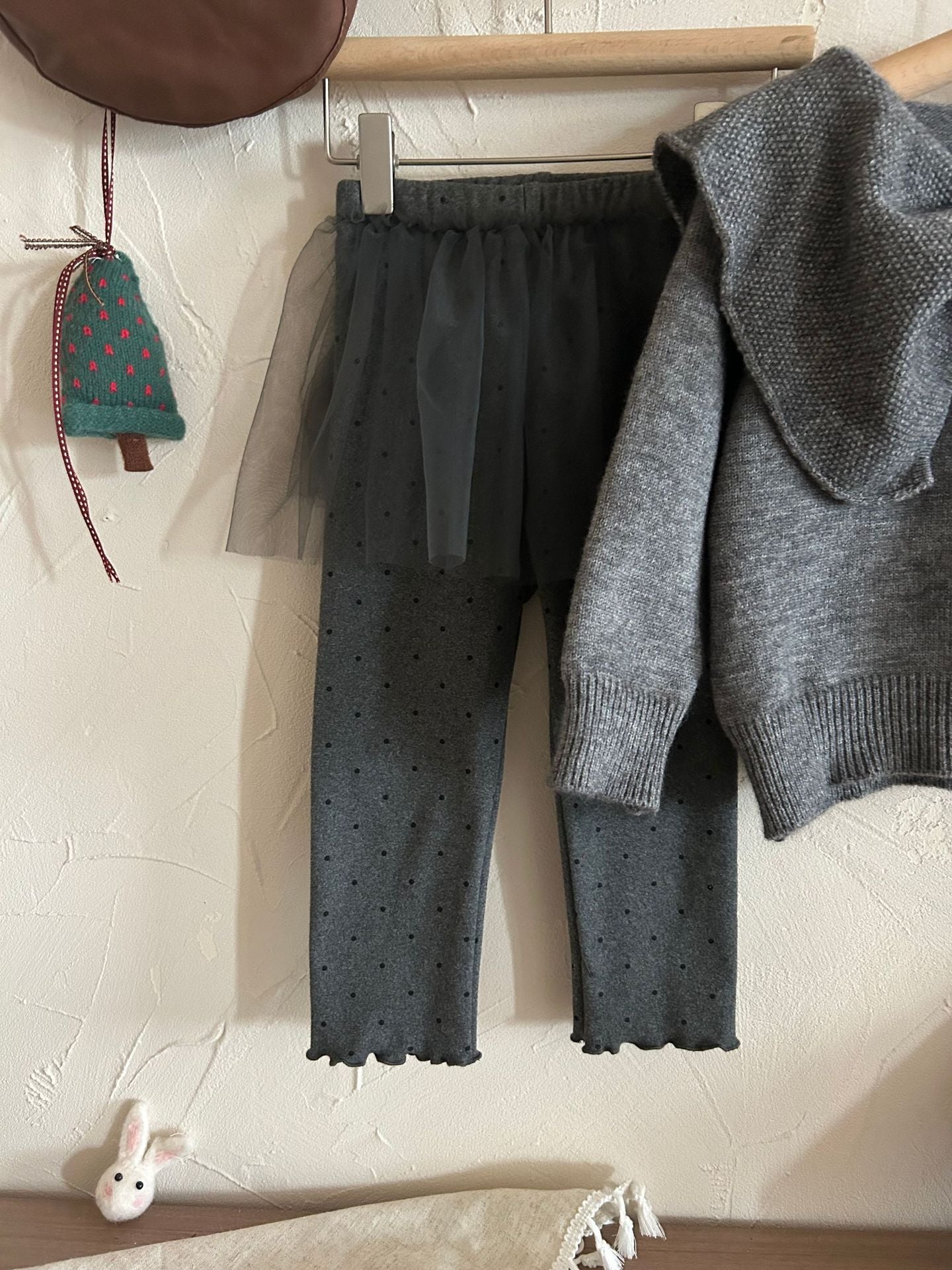 Girls Polka Dot Ballet Style Tight Pants Under Skirt Baby False Two-Piece High Waist Long Pants Autumn Season Sweet Style