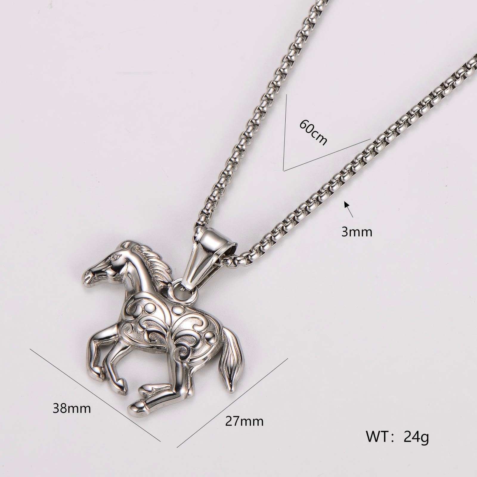 Women's Men's Horse 304 Stainless Steel Stone-Free Electroplating Golden Plated Charms Pendant Necklace