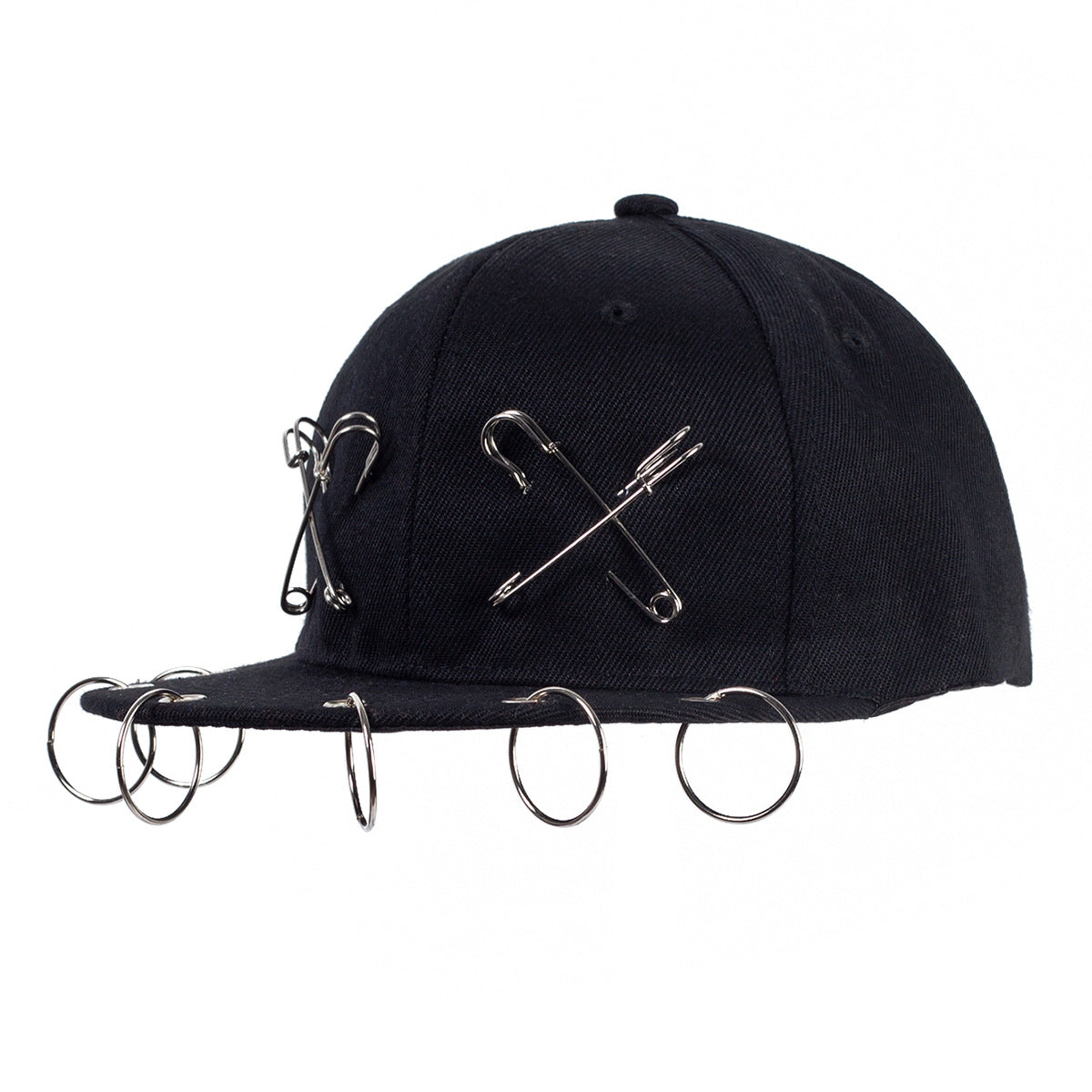 Casual Unisex Baseball Cap With Long Strap Iron Ring Fashionable Street Style Adjustable Duckbill Hat For Men And Women