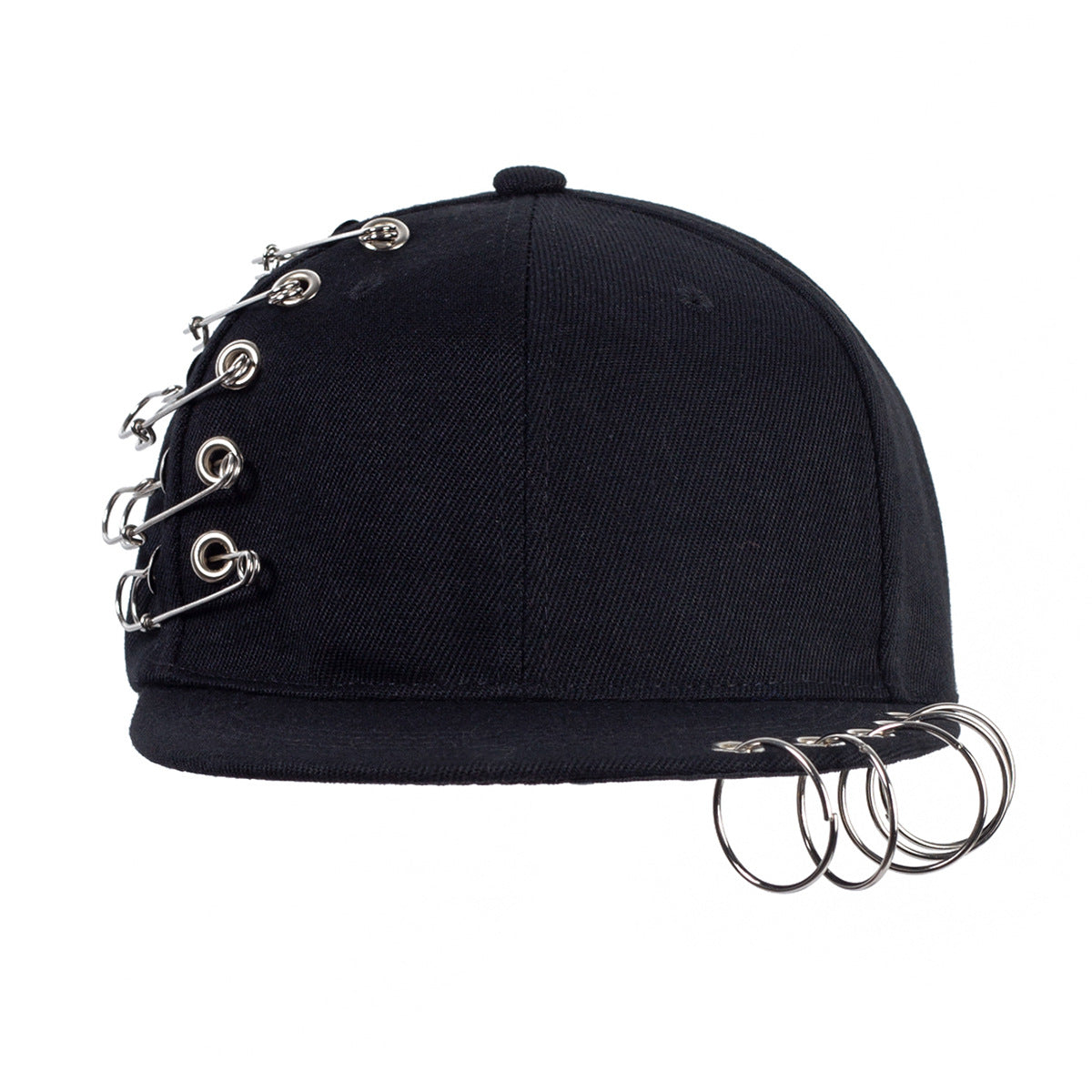 Casual Unisex Baseball Cap With Long Strap Iron Ring Fashionable Street Style Adjustable Duckbill Hat For Men And Women