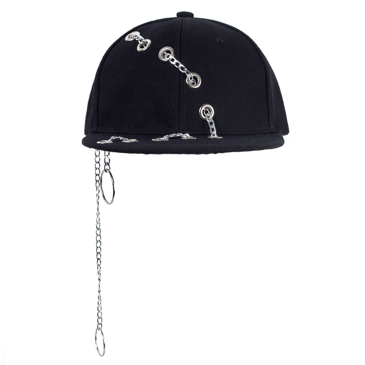 Casual Unisex Baseball Cap With Long Strap Iron Ring Fashionable Street Style Adjustable Duckbill Hat For Men And Women