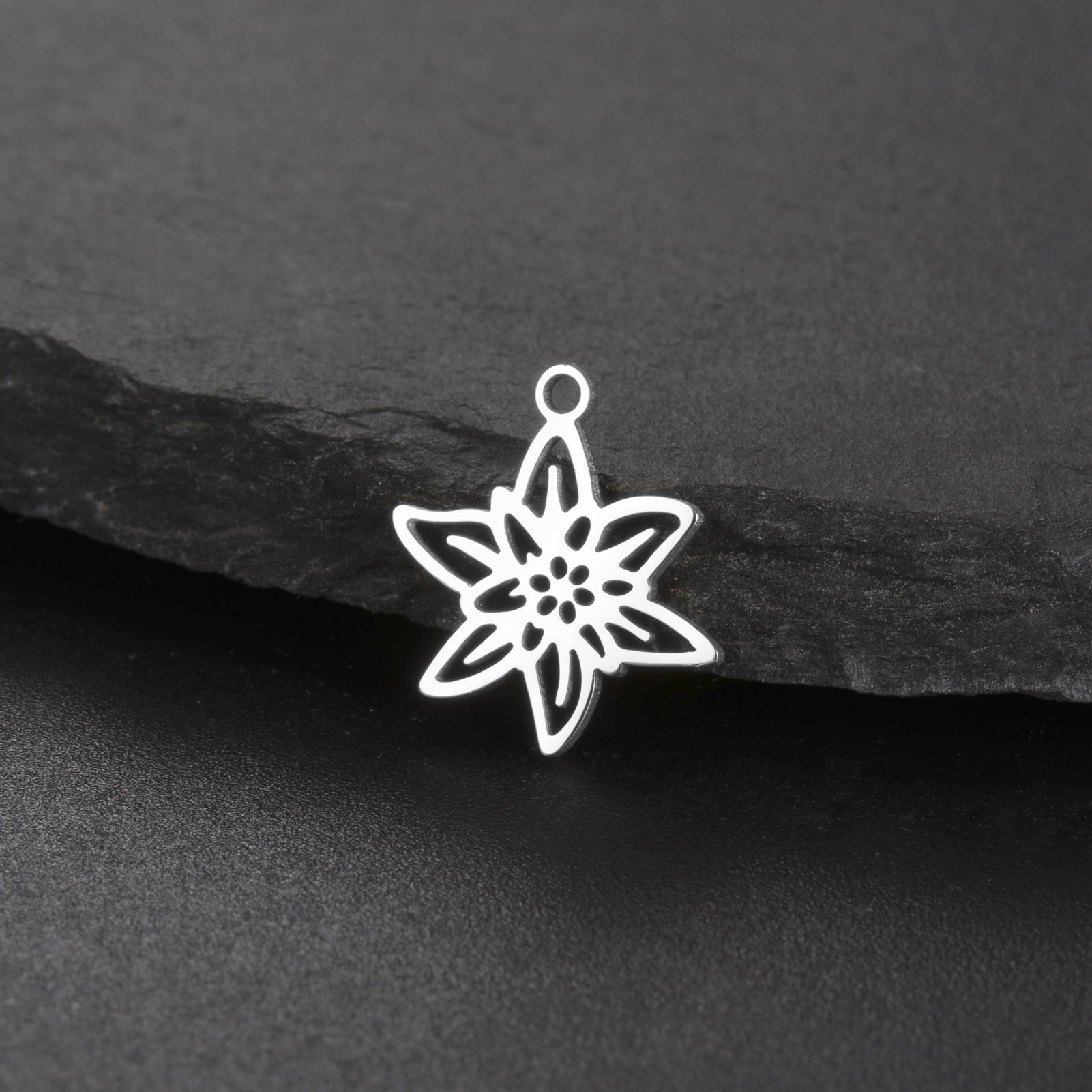 New New Style Hollow December Birth Flower Pendant DIY Necklace Earring Jewelry Small Accessories Stainless Steel Crafted