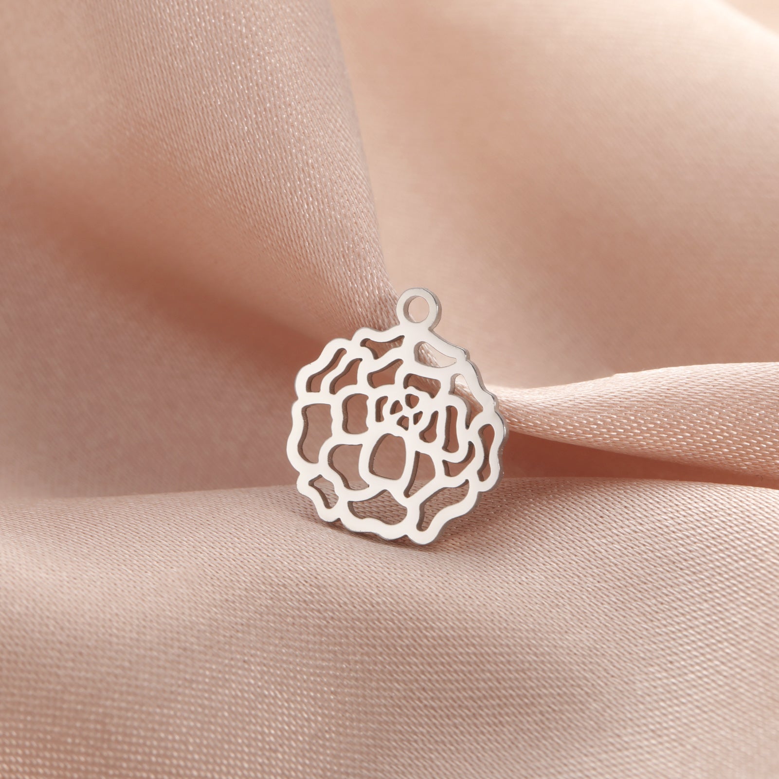 New New Style Hollow December Birth Flower Pendant DIY Necklace Earring Jewelry Small Accessories Stainless Steel Crafted