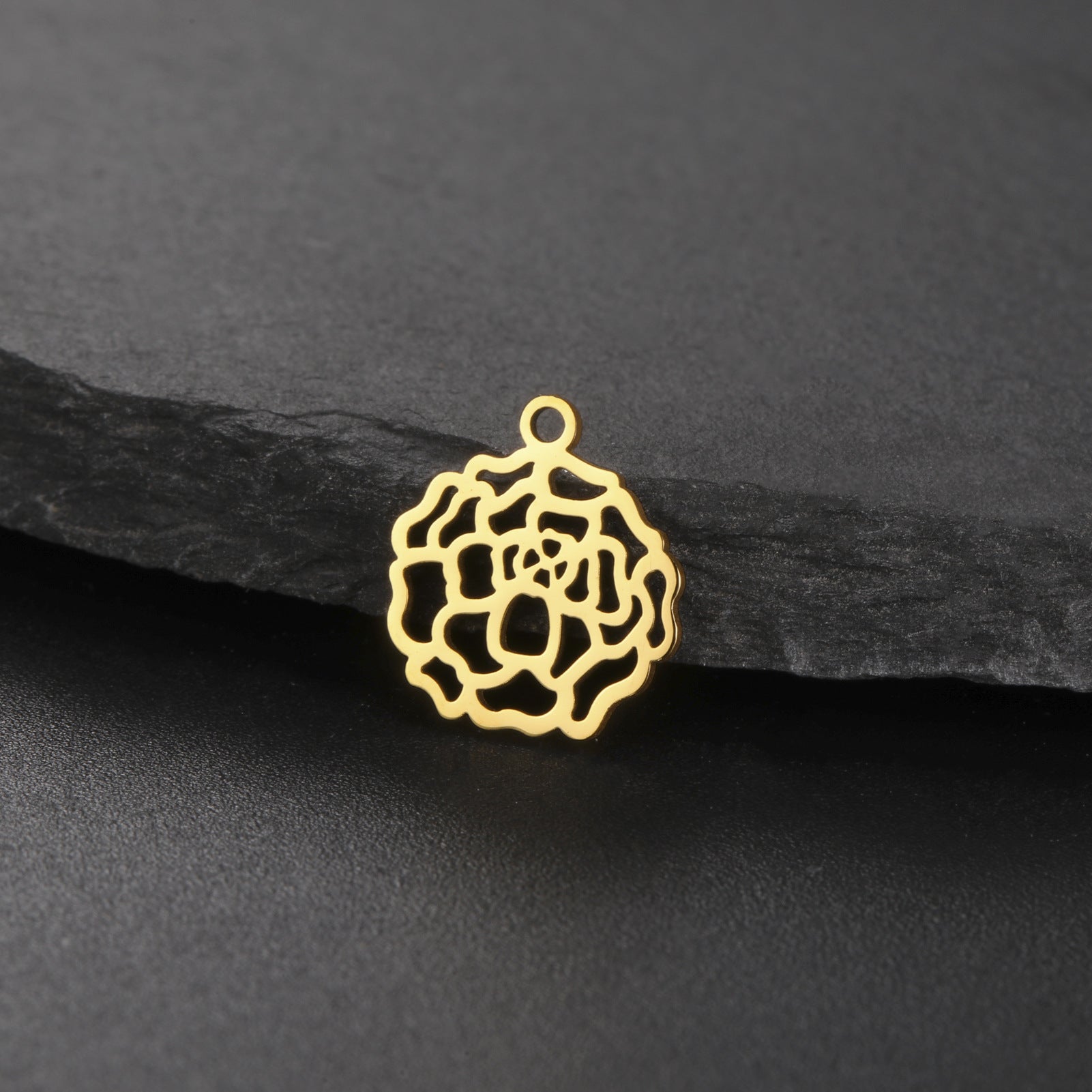 New New Style Hollow December Birth Flower Pendant DIY Necklace Earring Jewelry Small Accessories Stainless Steel Crafted