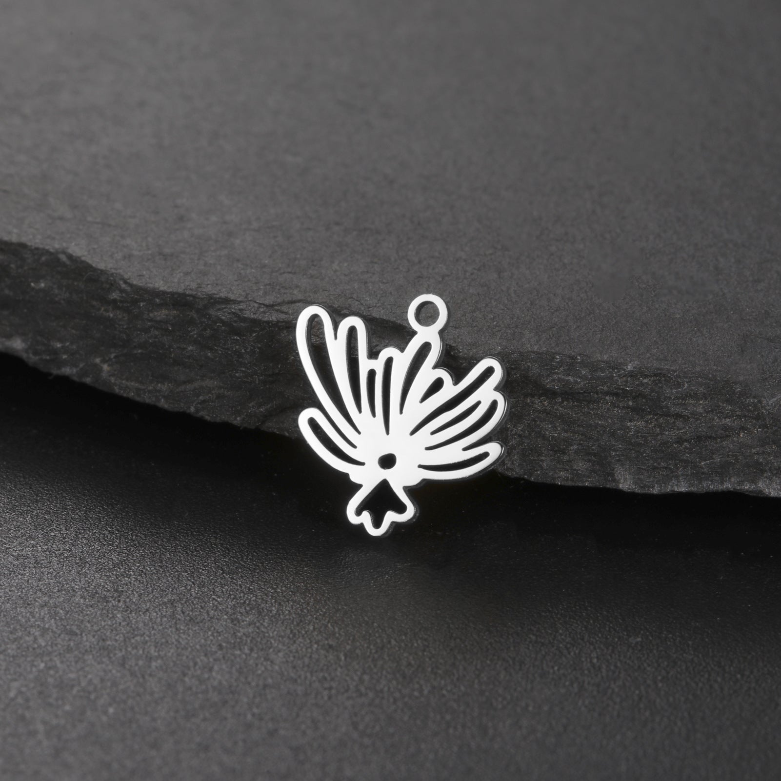 New New Style Hollow December Birth Flower Pendant DIY Necklace Earring Jewelry Small Accessories Stainless Steel Crafted