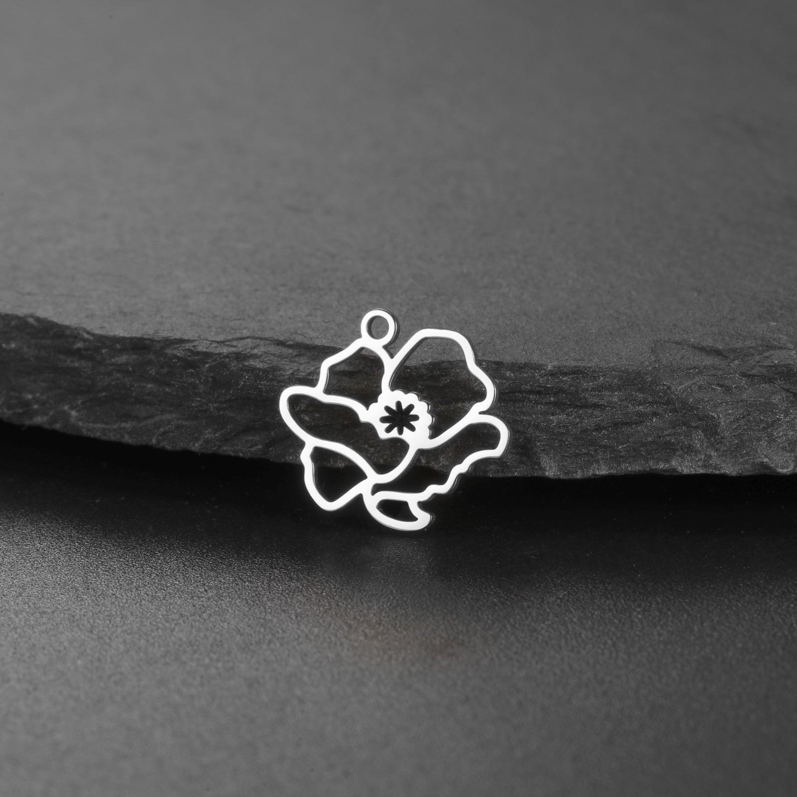New New Style Hollow December Birth Flower Pendant DIY Necklace Earring Jewelry Small Accessories Stainless Steel Crafted