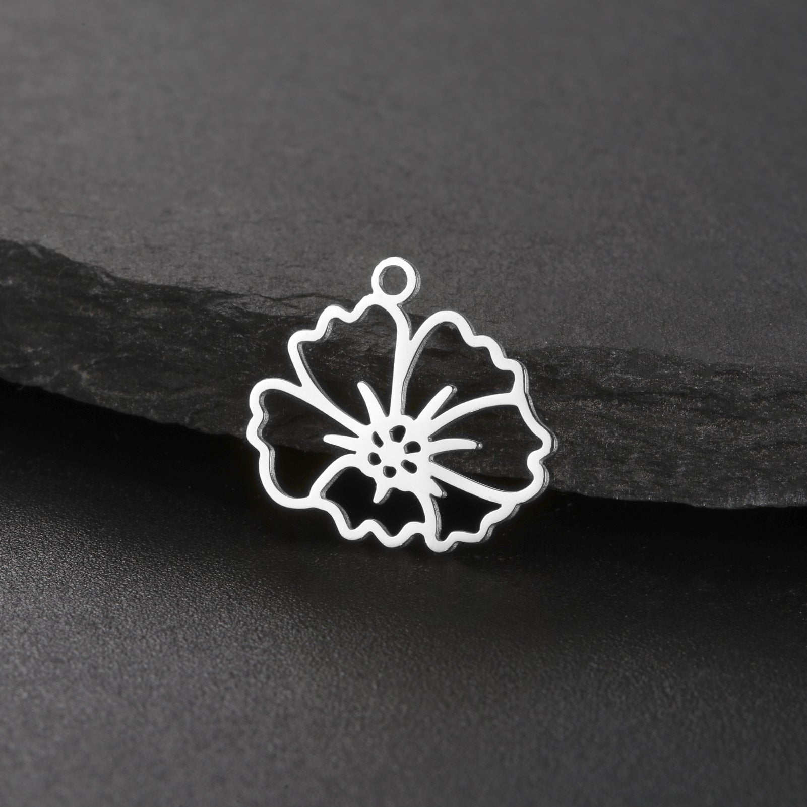 New New Style Hollow December Birth Flower Pendant DIY Necklace Earring Jewelry Small Accessories Stainless Steel Crafted