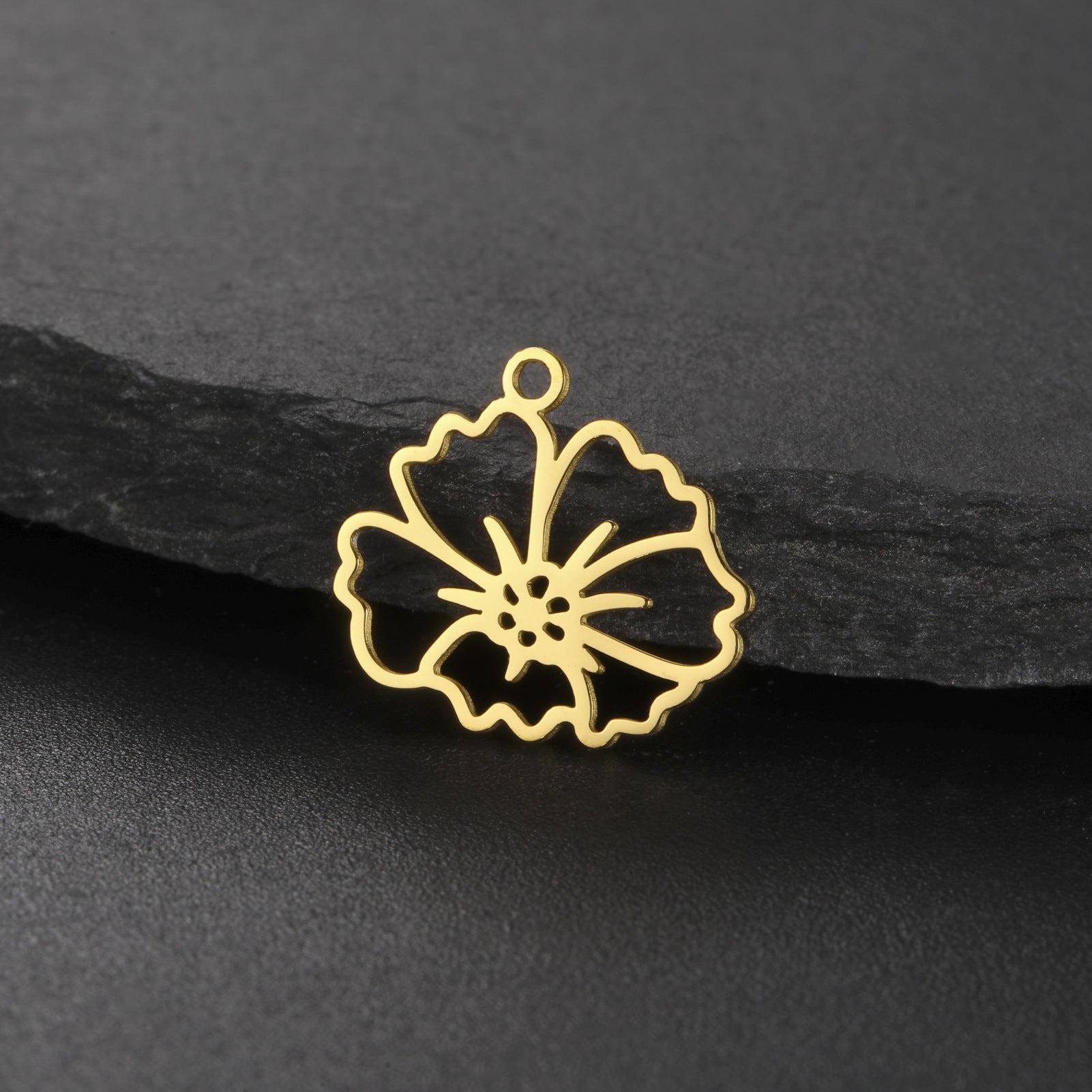 New New Style Hollow December Birth Flower Pendant DIY Necklace Earring Jewelry Small Accessories Stainless Steel Crafted