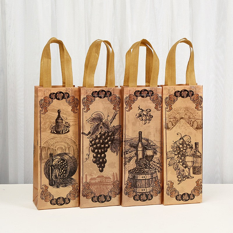 Natural Non-Woven Fabric Wine Bag Single Bottle Long Wine Bag Customizable Portable Wine Bag Eco-Friendly Wine Bag Red Wine Stopper Food Packaging Bag Fresh-Keeping Bag