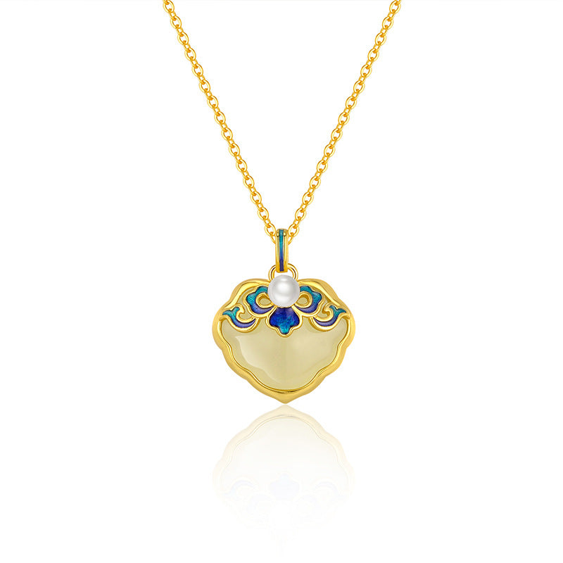 Blue And White Porcelain Necklace Women S925 Sterling Silver Natural Turpan Jade Pendant Chinese Style Luxury Collarbone Chain