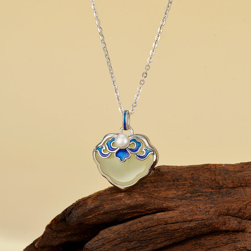 Blue And White Porcelain Necklace Women S925 Sterling Silver Natural Turpan Jade Pendant Chinese Style Luxury Collarbone Chain