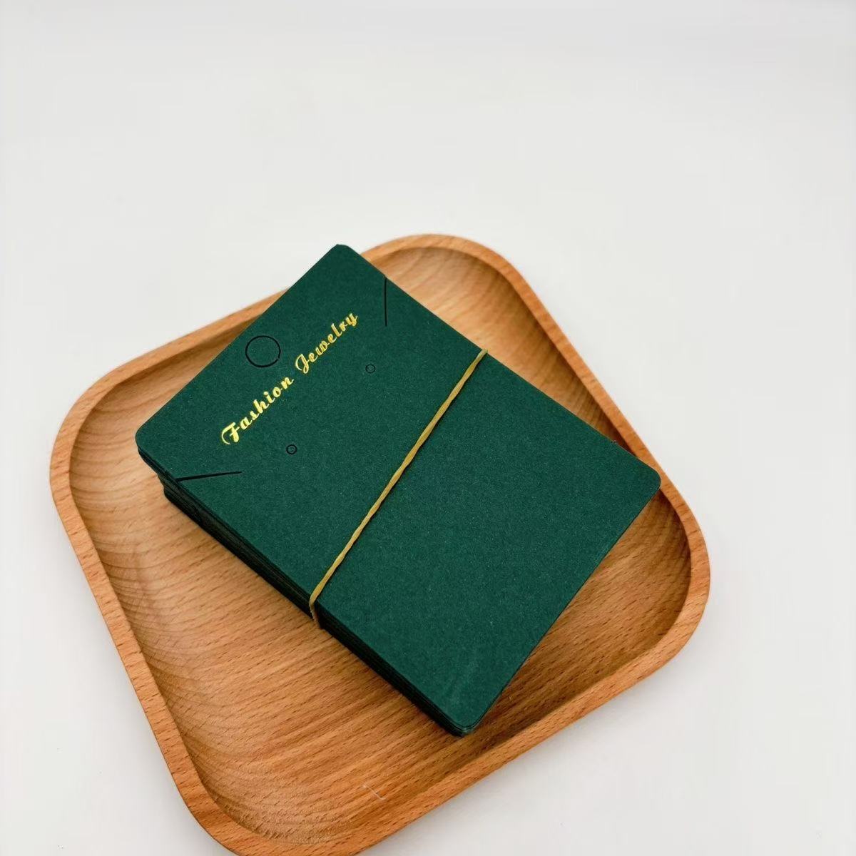 High-End Greenish-Black Earring Chain Card Gold Stamping DIY Jewelry Packaging Craft Card Luxury Accessory Holder
