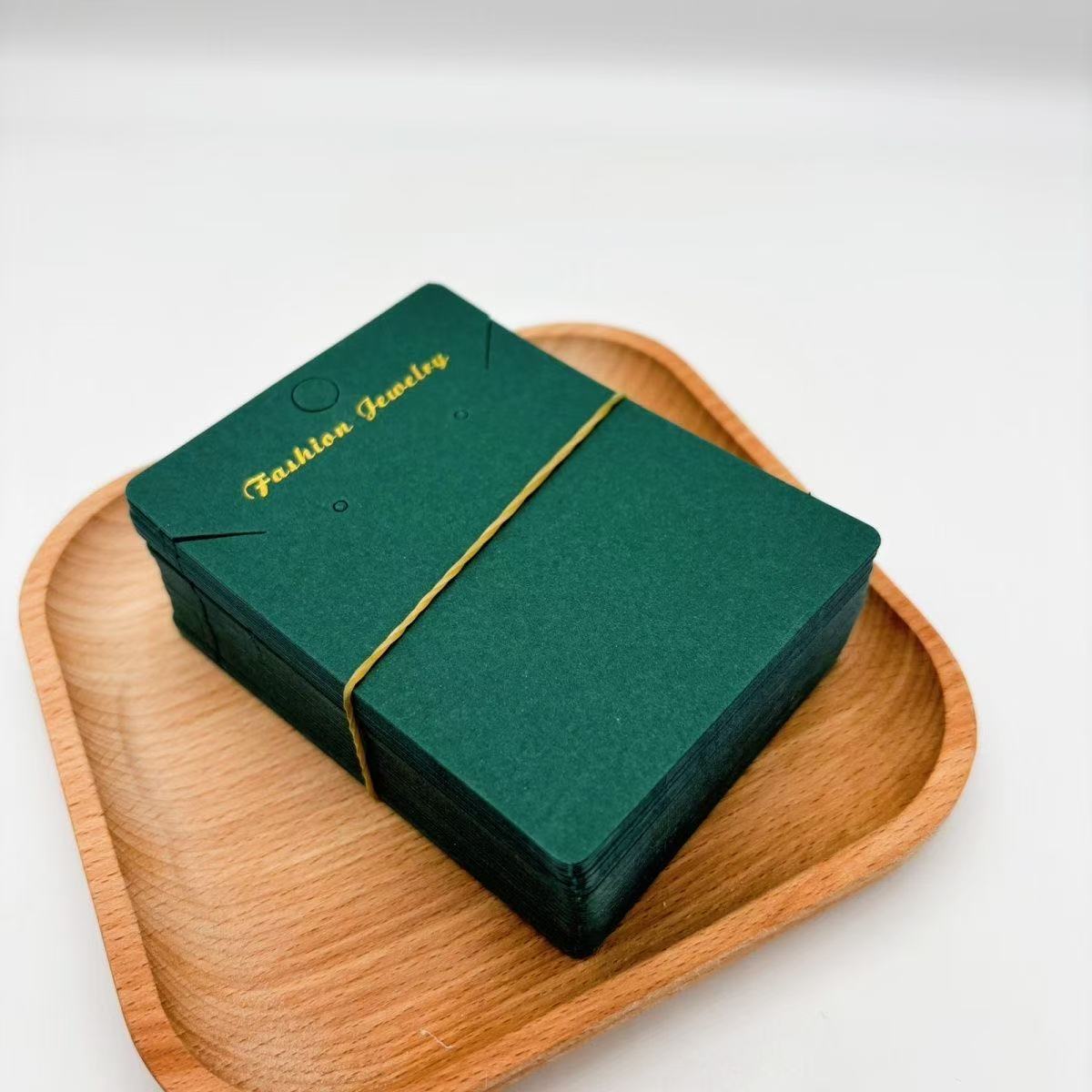 High-End Greenish-Black Earring Chain Card Gold Stamping DIY Jewelry Packaging Craft Card Luxury Accessory Holder