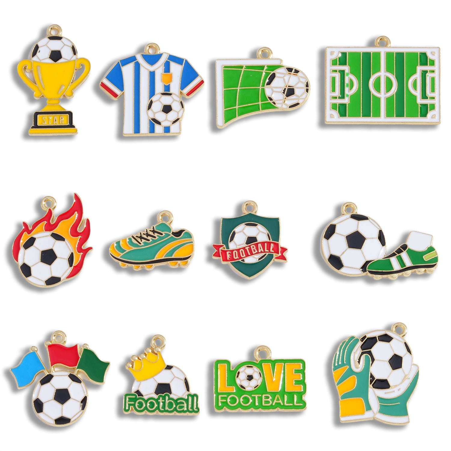 Football Pendant Made Of Alloy Featuring Enamel Craft, Sport Style Jewelry Accessory