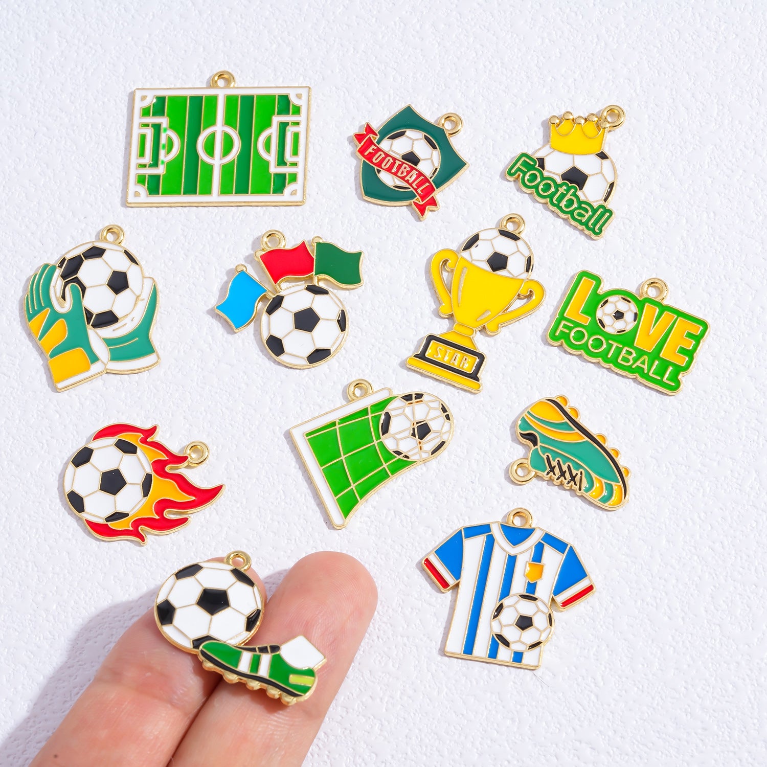 Football Pendant Made Of Alloy Featuring Enamel Craft, Sport Style Jewelry Accessory