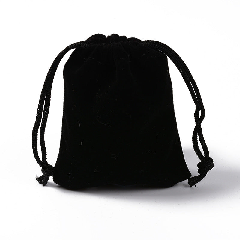 Black Drawstring Velvet Bag For Mobile Phone Power Bank Jewelry Packaging Purse Handbag Fashionable Solid Color Pouch