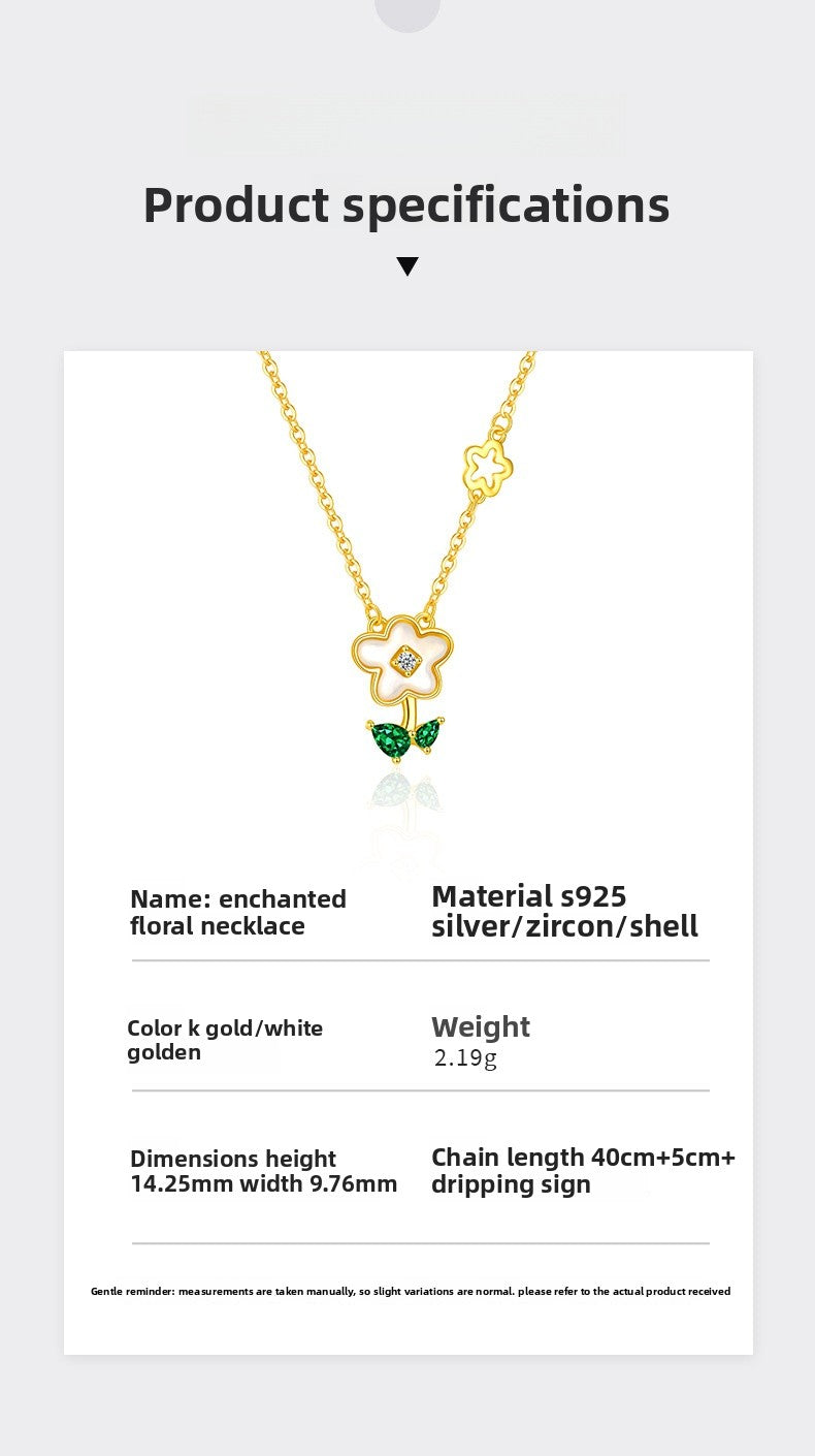 Encountered Flower Necklace Women's S925 Sterling Silver Diamond Embedded Pendant Clavicle Chain Bohemian Style Gift For Girlfriend Best Friend