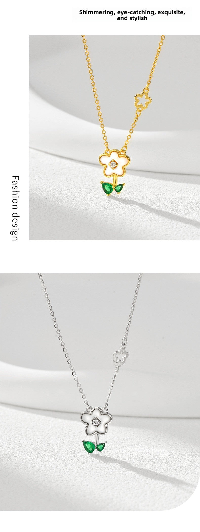 Encountered Flower Necklace Women's S925 Sterling Silver Diamond Embedded Pendant Clavicle Chain Bohemian Style Gift For Girlfriend Best Friend