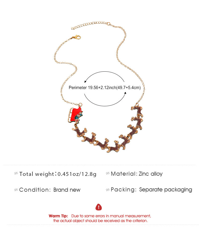 Sweet Elk Pendant Necklace For Women In KC Golden Plated Zinc Alloy Material