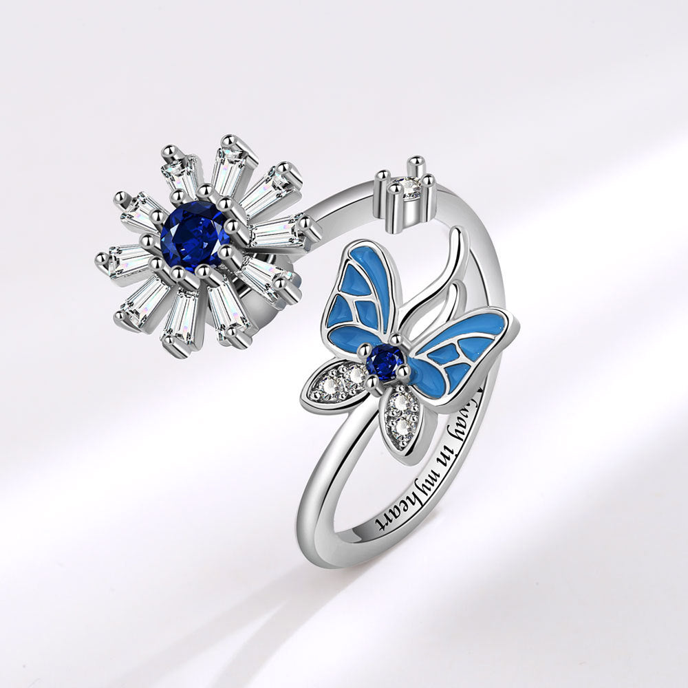 1 Piece Lady Butterfly Copper Plating Women's Open Ring