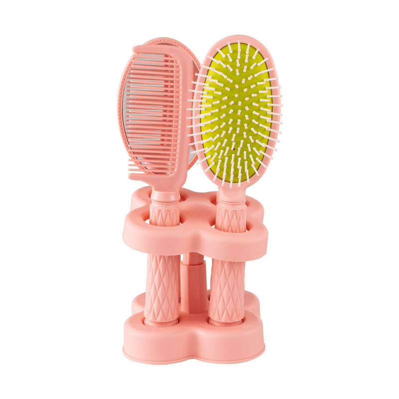 Natural Pink Plastic Hair Comb 4 Pieces Set For Easy Styling And Detangling