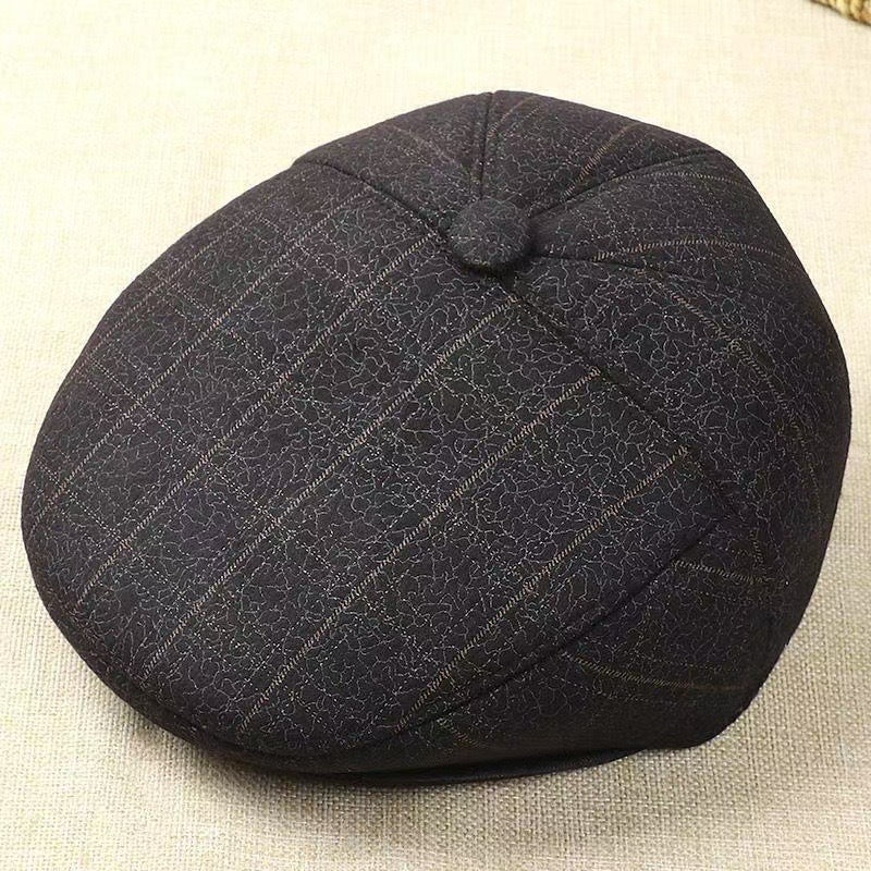 Men's Winter Hat Wool Lined Thickened Flat Top Hat Ear Protection Duckbill Hat Autumn Winter Warm Hat Suitable For Elderly And Fathers
