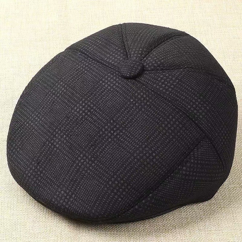 Men's Winter Hat Wool Lined Thickened Flat Top Hat Ear Protection Duckbill Hat Autumn Winter Warm Hat Suitable For Elderly And Fathers