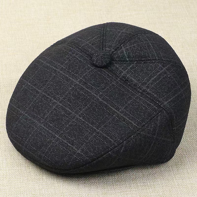 Men's Winter Hat Wool Lined Thickened Flat Top Hat Ear Protection Duckbill Hat Autumn Winter Warm Hat Suitable For Elderly And Fathers