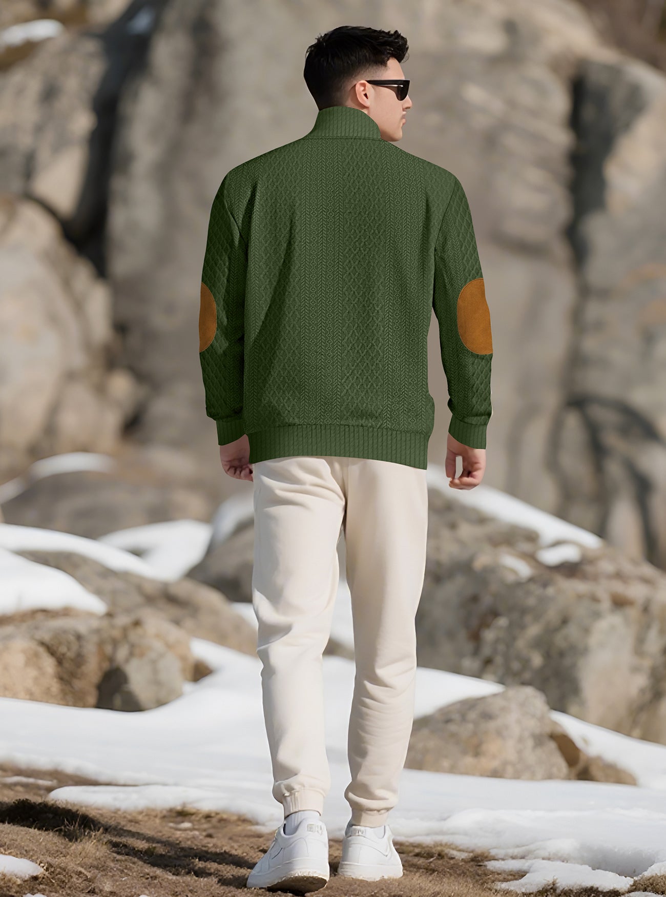 Solid Color Long Sleeve Casual Blouse In Polyester Featuring Jacquard Craft For Men