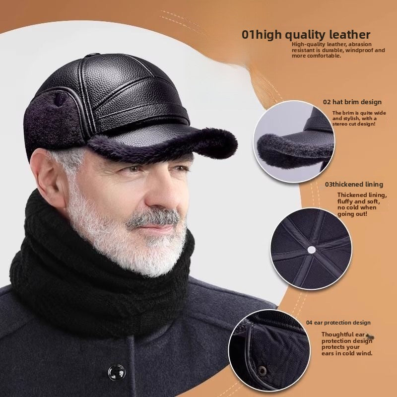 Men's Winter Hat Wool Lined Thickened Flat Top Hat Ear Protection Duckbill Hat Autumn Winter Warm Hat Suitable For Elderly And Fathers