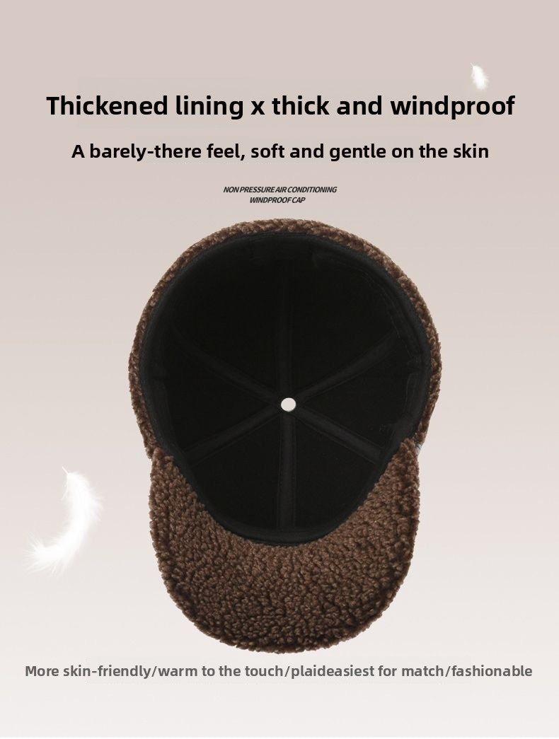Men's Winter Hat Wool Lined Thickened Flat Top Hat Ear Protection Duckbill Hat Autumn Winter Warm Hat Suitable For Elderly And Fathers