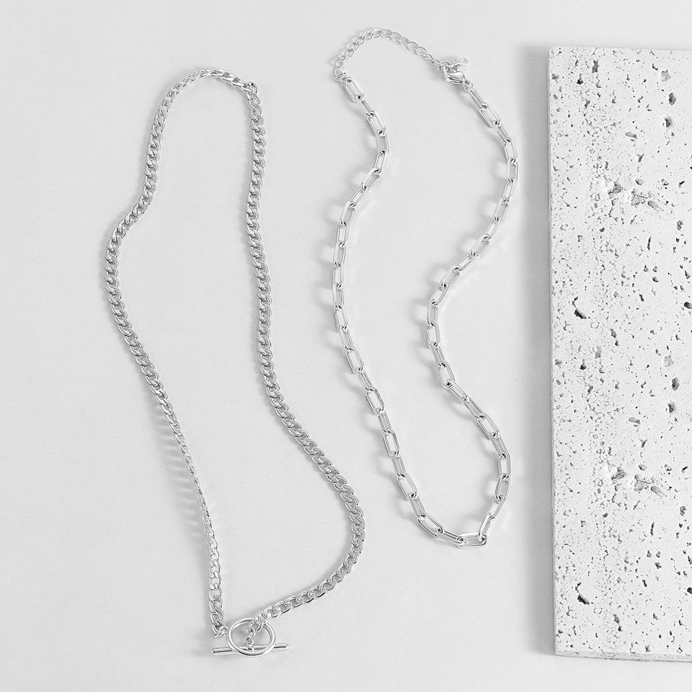 Hip-Hop Layered Paper Clip Necklaces For Women Featuring KC Golden Plated Zinc Alloy Pendants With Paperclip Chain