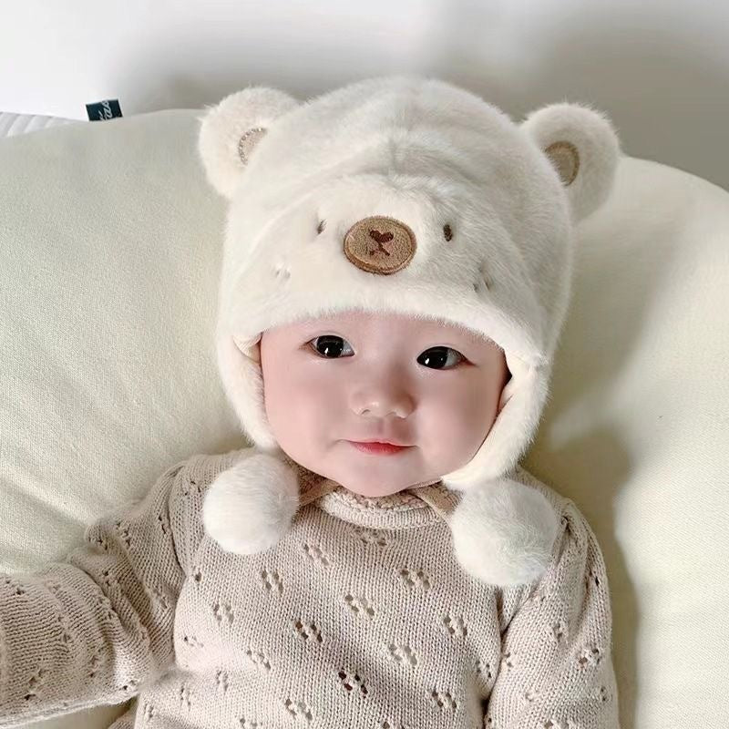 Boys And Girls Thickened Fluffy Elastic Baby Hat Winter Hat Warm Ear Protection Hat Suitable For Autumn And Winter
