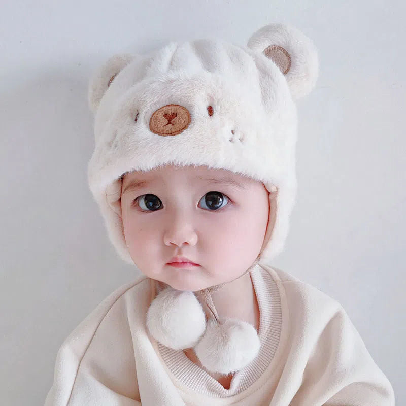 Boys And Girls Thickened Fluffy Elastic Baby Hat Winter Hat Warm Ear Protection Hat Suitable For Autumn And Winter