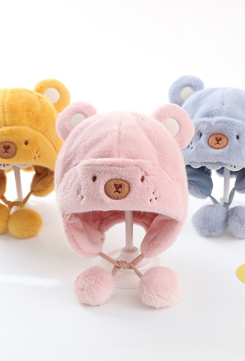 Boys And Girls Thickened Fluffy Elastic Baby Hat Winter Hat Warm Ear Protection Hat Suitable For Autumn And Winter