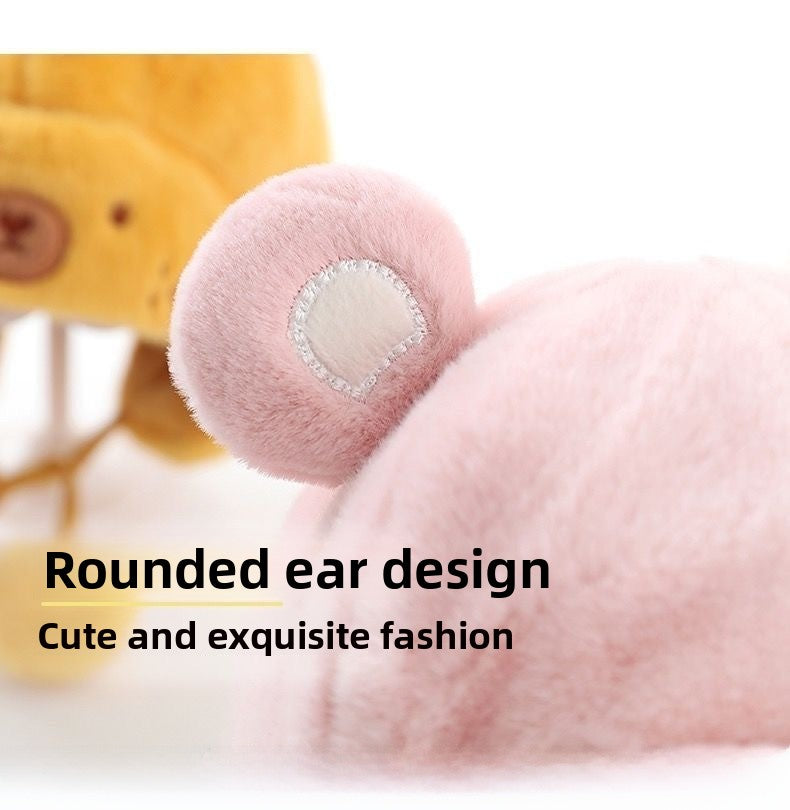 Boys And Girls Thickened Fluffy Elastic Baby Hat Winter Hat Warm Ear Protection Hat Suitable For Autumn And Winter