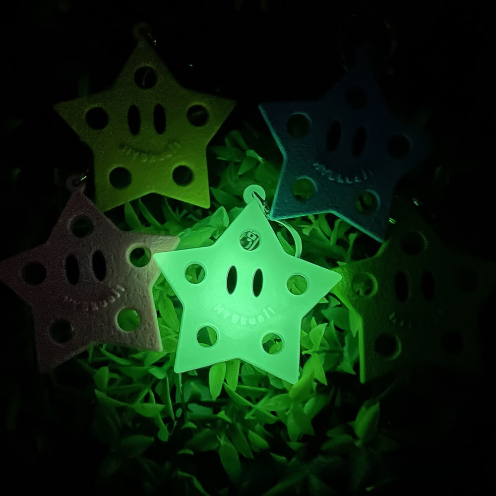 Cartoon Star PVC Soft Rubber Key Plate Car Decoration Pendant DIY Keychain Black White Dark Black