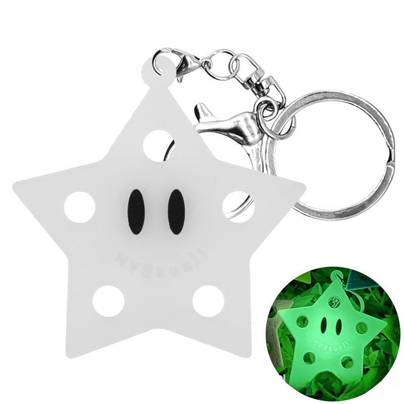 Cartoon Star PVC Soft Rubber Key Plate Car Decoration Pendant DIY Keychain Black White Dark Black