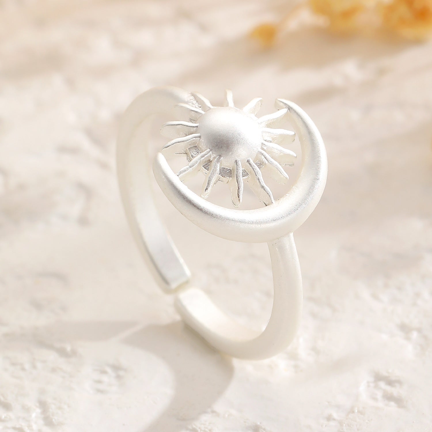 Moon Open Ring For Women In Simple Style, Electroplated Gold Plated Copper Material